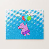 Rosa Hippo mit Balloons Niedliches Baby Puzzle (Horizontal)