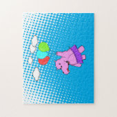 Rosa Hippo mit Balloons Niedliches Baby Puzzle (Vertikal)
