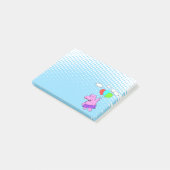 Rosa Hippo mit Balloons Post-it Klebezettel (angewinkelt)