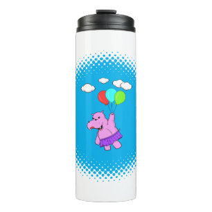 Rosa Hippo mit Balloons Thermosbecher