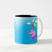 Rosa Hippo mit Balloons Zweifarbige Tasse (VorderseiteRechts)