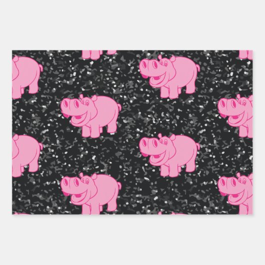 Rosa Hippos Niedlicher Hippopotamus Geschenkpapier Set (Vorderseite 3)
