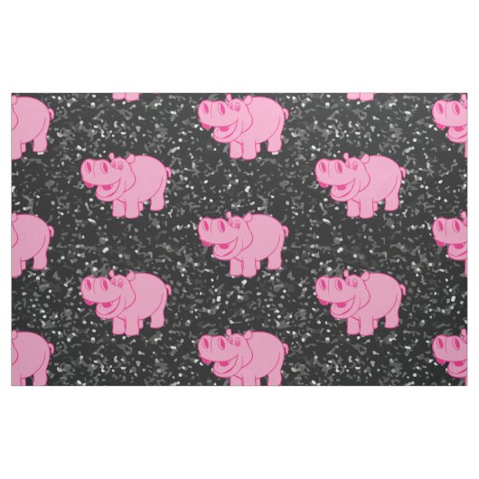 Rosa Hippos Niedlicher Hippopotamus Stoff (Fat Quarter (45,7 x 55,9 cm))