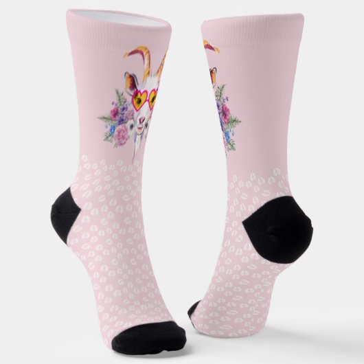 Rosa Hipster Goat HoofPrints Socks Socken (Gewinkelt)