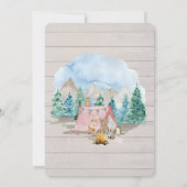 Rosa Hirschbär Rustikaler Wald Virtual Baby Dusche Einladung (Rückseite)