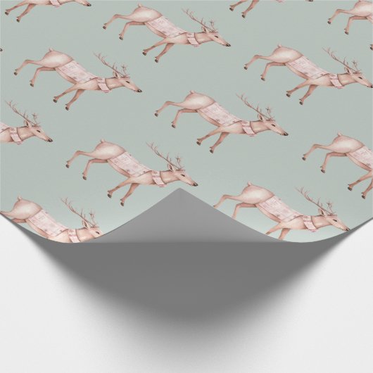 Rosa Hirsche Geschenkpapier (Ecke)
