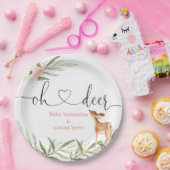 Rosa Hirsche, goldene Hirschdusche Pappteller (Party)