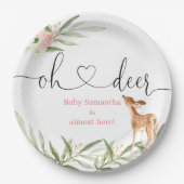 Rosa Hirsche, goldene Hirschdusche Pappteller (Vorderseite)