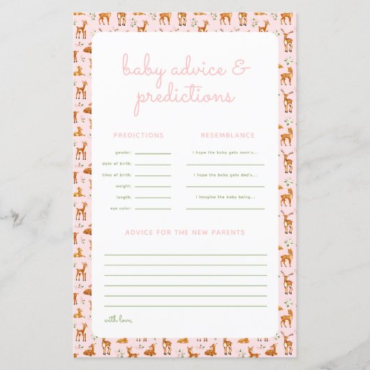 Rosa Hirschfamilie Traditionen & Vorhersagespiel (Vorderseite)