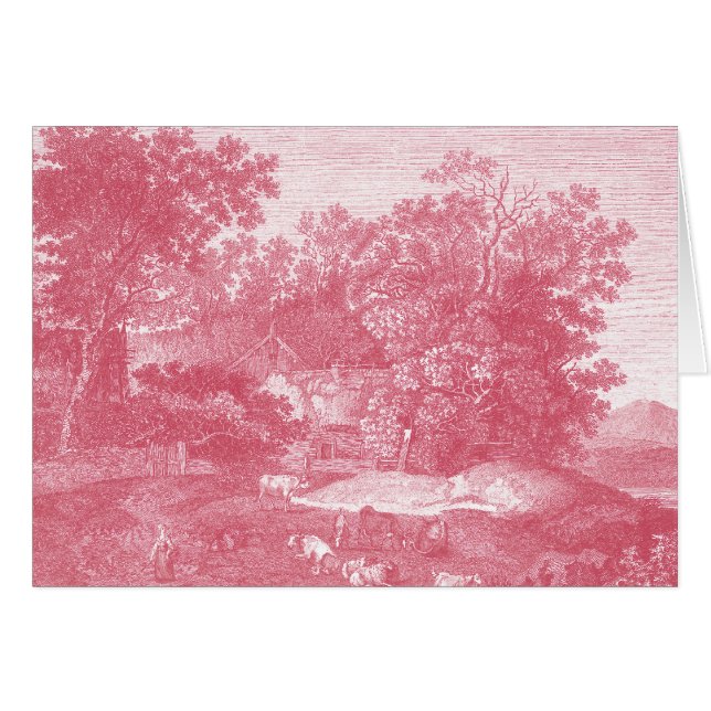 Rosa Hirtenlandschaft Toile de Jouy Shabby (Vorderseite (Horizontal))