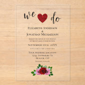 Rosa-Hochzeit Acryleinladungen (Vorderseite)