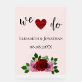 Rosa-Hochzeit Acrylschild (Vorderseite)