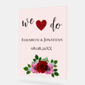 Rosa-Hochzeit Acrylschild (Winkel)