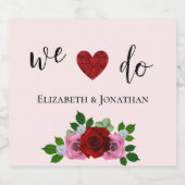 Rosa-Hochzeit Alkoholflaschenetikett (Einzelnes Label)