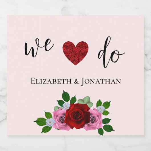 Rosa-Hochzeit Alkoholflaschenetikett (Einzelnes Label)