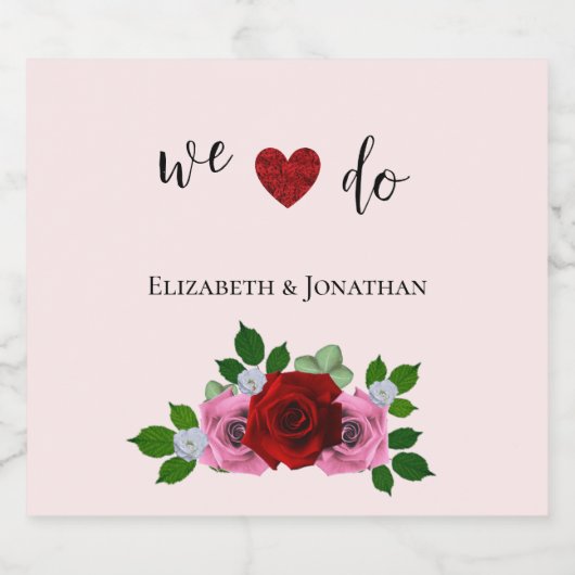 Rosa-Hochzeit Bierflaschenetikett (Einzelnes Label)