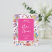 Rosa Hochzeit Blumen Lily Einladung Klassiker (Stehend Vorderseite)