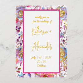 Rosa Hochzeit Blumen Lily Einladung Klassiker Gold