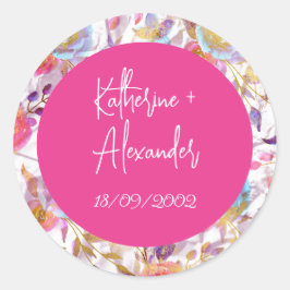 Rosa Hochzeit Blumen Lily Einladung Klassiker Runder Aufkleber