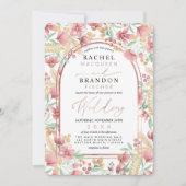 Rosa Hochzeit der goldgelben Blüte Einladung (Vorderseite)