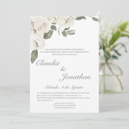 Rosa-Hochzeit Einladung (Stehend Vorderseite)