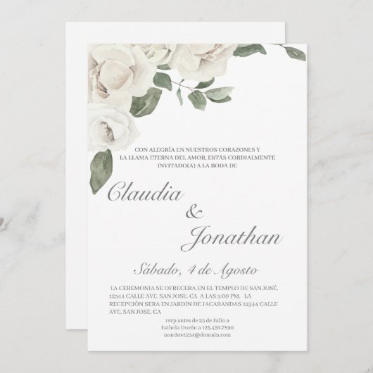 Rosa-Hochzeit Einladung (Vorne/Hinten)