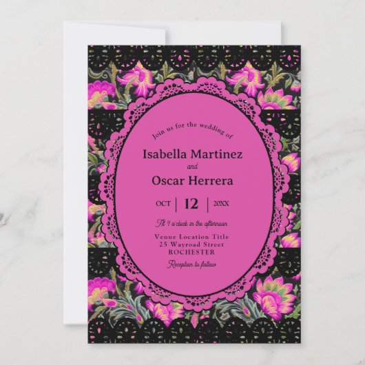 Rosa-Hochzeit Einladung (Vorderseite)