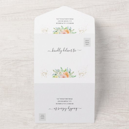 Rosa-Hochzeit-Einladung All In One Einladung (Außenbereich)