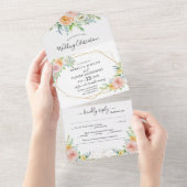 Rosa-Hochzeit-Einladung All In One Einladung (Abreißen)