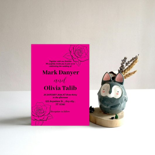 Rosa Hochzeit Einladung / einfach & romantisch