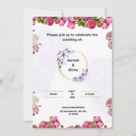 Rosa Hochzeit Einladung mit ästhetischer Wasserfar