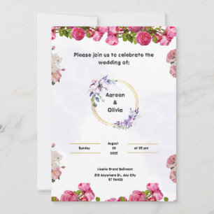 Rosa Hochzeit Einladung mit ästhetischer Wasserfar