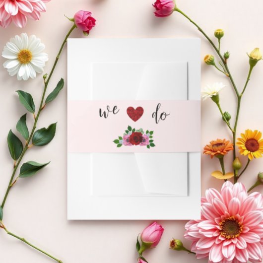 Rosa-Hochzeit Einladungsbanderole