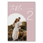 Rosa Hochzeit | Elegantes Soft Rose Arch Foto Tischnummer (Vorderseite)