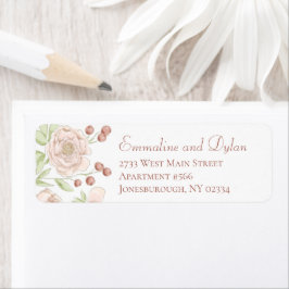 Rosa Hochzeit-Etiketten mit rosafarbenen Rosen
