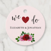 Rosa-Hochzeit Geschenkanhänger (Vorderseite)