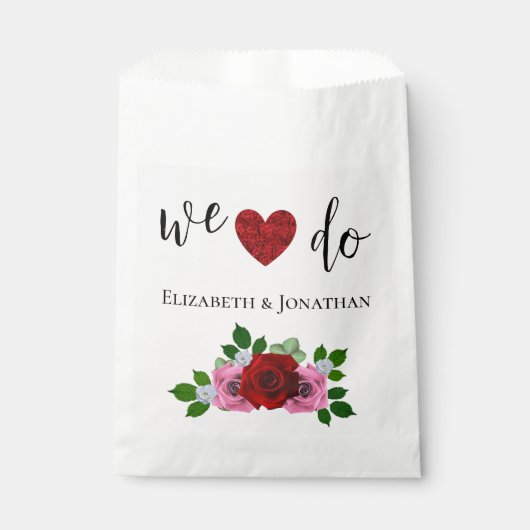 Rosa-Hochzeit Geschenktütchen (Vorderseite)