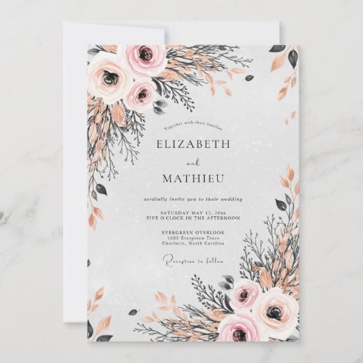 Rosa Hochzeit im Frühling Divine Einladung (Vorderseite)