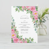 Rosa Hochzeit im Frühling Einladung (Stehend Vorderseite)