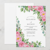 Rosa Hochzeit im Frühling Einladung (Vorne/Hinten)