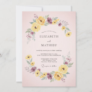 Rosa Hochzeit im lebendigen Frühling Einladung