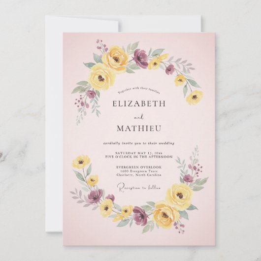 Rosa Hochzeit im lebendigen Frühling Einladung (Vorderseite)