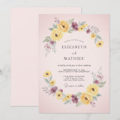 Rosa Hochzeit im lebendigen Frühling Einladung (Vorne/Hinten)