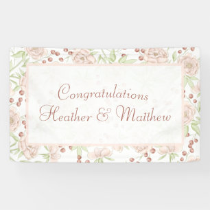 Rosa Hochzeit im Vintage-Look mit rosafarbenen Ros Banner