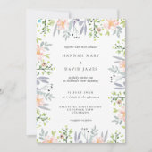 Rosa Hochzeit mit Blumenbeeren Einladung (Vorderseite)