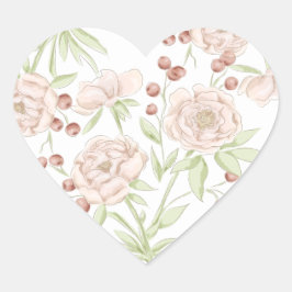 Rosa Hochzeit mit rosafarbenen Rosen Herz-Aufkleber