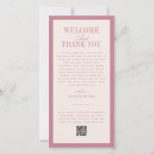 Rosa Hochzeit oder Empfang Begrüßung Dankeskarte (Vorderseite)