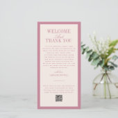 Rosa Hochzeit oder Empfang Begrüßung Dankeskarte (Stehend Vorderseite)