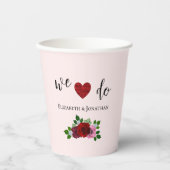 Rosa-Hochzeit Pappbecher (Vorderseite)