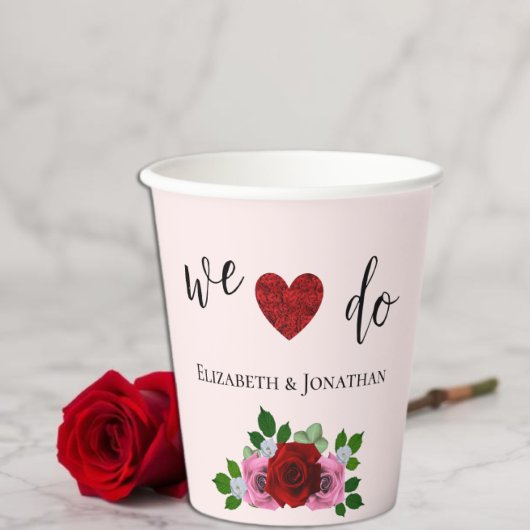 Rosa-Hochzeit Pappbecher